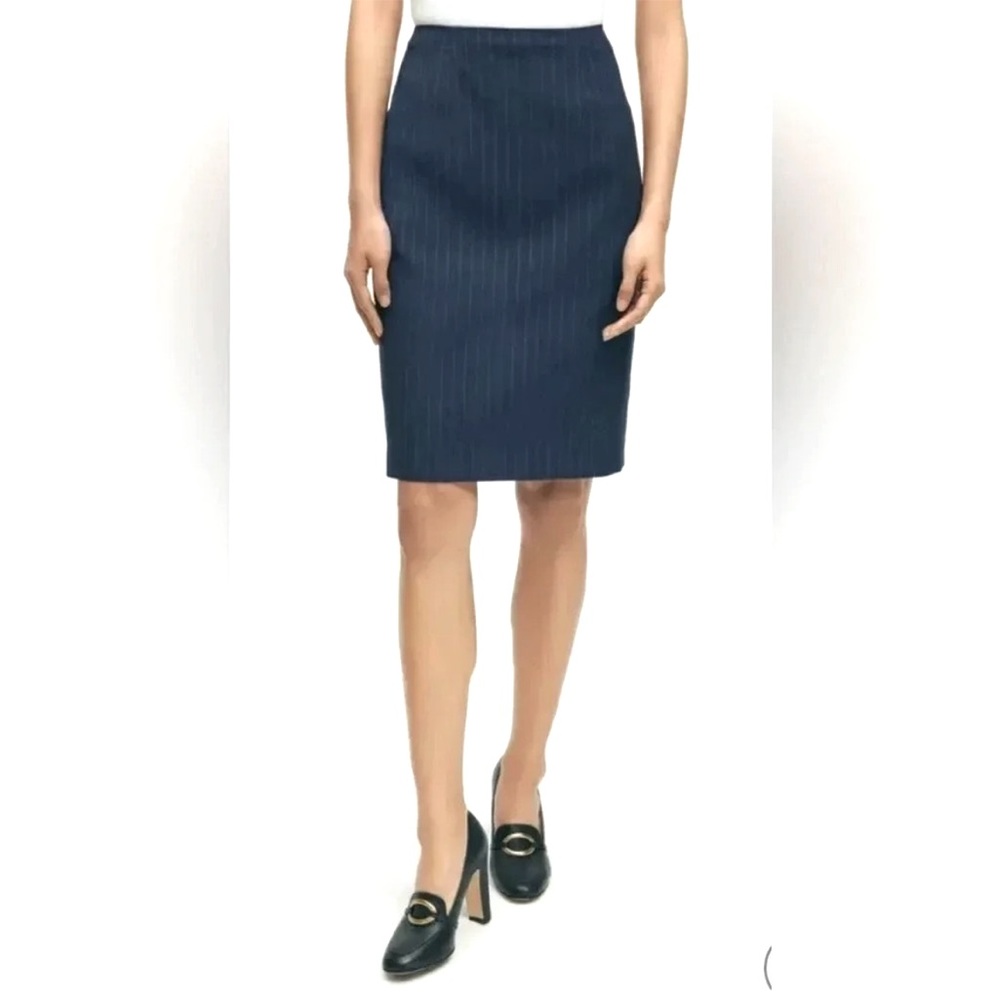 Brooks Brothers Pencil Skirt - Navy Blue Pinstripe